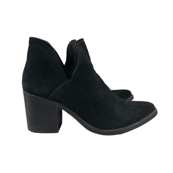 Steve Madden Women's 9.5M Prezzie Black Suede High Heel Ankle Booties Boots - Picture 1 of 13